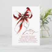 Invitation Red and Gold Bow Elegant Whimsical Bridal Shower (Debout devant)