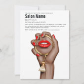 Invitation Red and Gold Glam Chic Beauon Salon Ouverture (Devant)