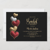 Invitation Red and Gold Hearts Bridal Shower (Devant)