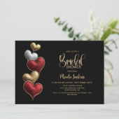 Invitation Red and Gold Hearts Bridal Shower (Debout devant)