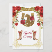 Invitation Red and Gold Mexicaine Tres Añ os Anniversaire (Dos)