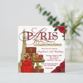 Invitation Red and Gold Paris Quinceanera (Debout devant)