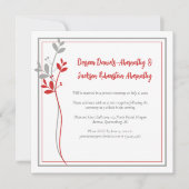 Invitation Red and Gray Modern Botanical Reception Only | (Devant)