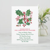 Invitation Red and Green Christmas Foliage Rejoignez-nous Par (Debout devant)
