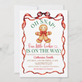 Invitation Red and Green Gingerbread Christmas Baby Shower (Devant)