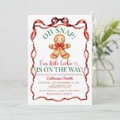 Invitation Red and Green Gingerbread Christmas Baby Shower (Debout devant)