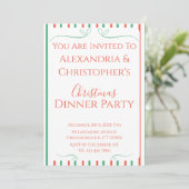 Invitation Red and Green Stripe Christmas Dinner Party (Debout devant)
