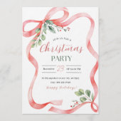 Invitation Red and Green Watercolor Christmas Party (Devant)