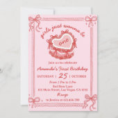Invitation Red and Pink Bow Girls Just Wanna Be One Birthday (Devant)