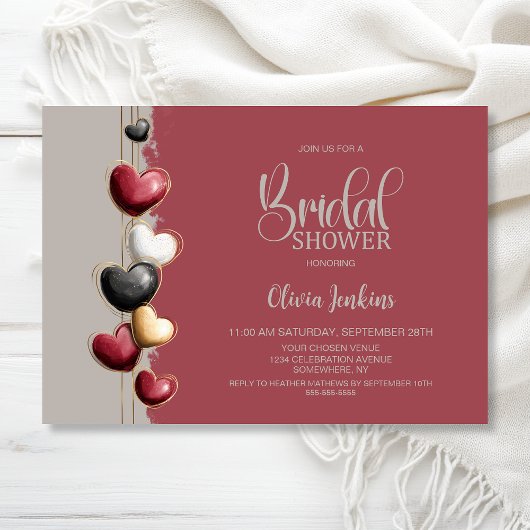 Invitation Red and Pink Hearts Bridal Shower