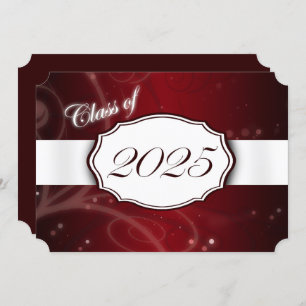 Invitation Red and White 2025 Graduation Party