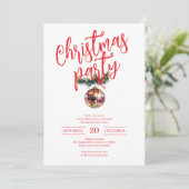 Invitation Red and White Christmas Party Disco Ball (Debout devant)