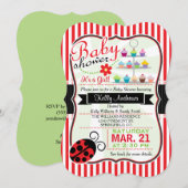 Invitation Red and White Ladybug Theme Girl Baby shower (Devant / Derrière)