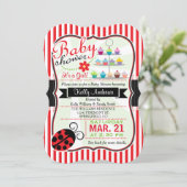 Invitation Red and White Ladybug Theme Girl Baby shower (Debout devant)