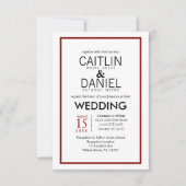 Invitation Red and White Simple Border Wedding Invite (Devant)