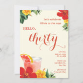 Invitation Red and Yellow Cocktail Birthday Party (Devant)