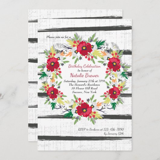 Invitation Red Anemones (Devant / Derrière)