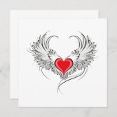 Invitation Red Angel Coeur avec ailes (Devant / Derrière)