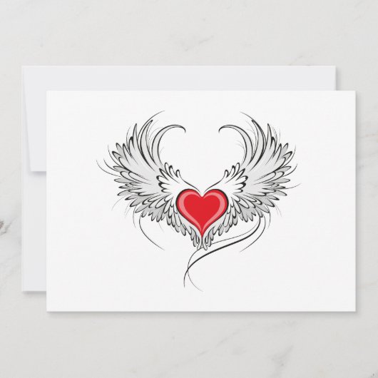 Invitation Red Angel Coeur avec ailes (Devant)