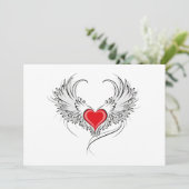 Invitation Red Angel Coeur avec ailes (Debout devant)