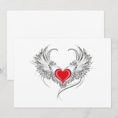 Invitation Red Angel Coeur avec ailes (Devant / Derrière)