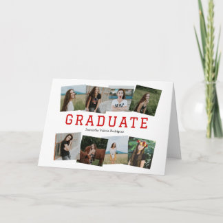 Invitation Red Angled Huit-Photo Grad