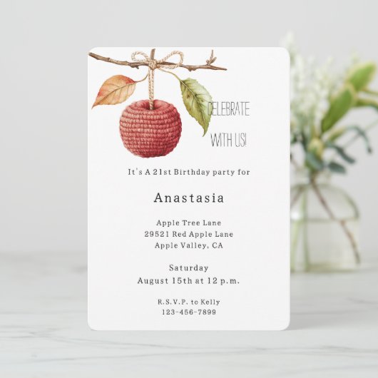 Invitation Red Apples Birthday (Debout devant)