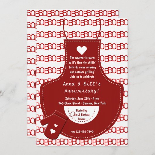 Invitation Red Apron BBQ (Devant / Derrière)