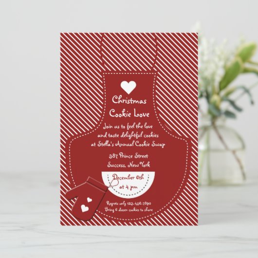Invitation Red Apron Cookie Exchange (Debout devant)