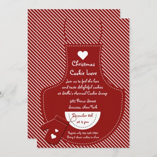 Invitation Red Apron Cookie Exchange (Devant / Derrière)