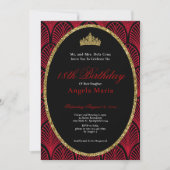 Invitation Red Art Deco 18th Birthday Debut (Devant)