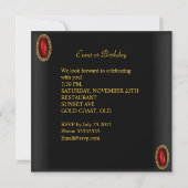 Invitation Red Asian Black & Gold fête d'anniversaire (Dos)
