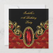 Invitation Red Asian Black & Gold fête d'anniversaire (Devant)