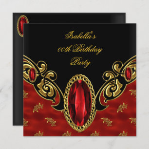 Invitation Red Asian Black & Gold fête d'anniversaire