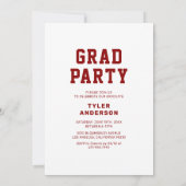 Invitation Red Athletic Grad Photo Collage Graduation Party (Dos)