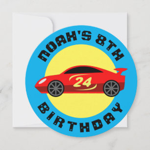 Invitation Red auto race voiture enfant's Birthday party invi