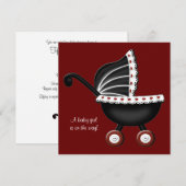 Invitation Red Baby Carriage Baby Girl Douche (Devant / Derrière)