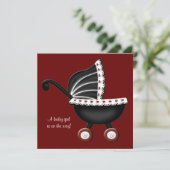 Invitation Red Baby Carriage Baby Girl Douche (Debout devant)