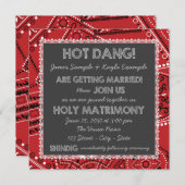 Invitation Red Bandana Rustic Country Chalkboard Mariage (Devant / Derrière)