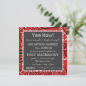 Invitation Red Bandana Rustic Country Chalkboard Mariage (Debout devant)