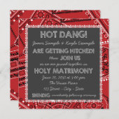 Invitation Red Bandana Rustic Country Chalkboard Mariage (Devant / Derrière)