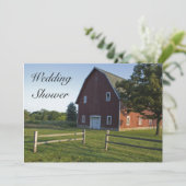 Invitation Red Barn and Fence Couples Mariage campagnard Douc (Debout devant)