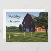 Invitation Red Barn and Fence Couples Mariage campagnard Douc (Devant / Derrière)