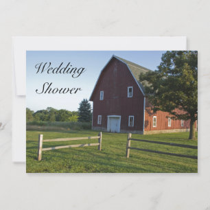 Invitation Red Barn and Fence Couples Mariage campagnard Douc