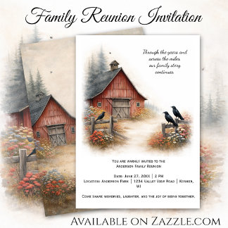 Invitation Red Barn Crows Farm Family Reunion |