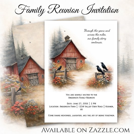 Invitation Red Barn Crows Farm Family Reunion |