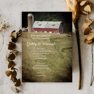 Invitation Red Barn et Silo Country Farm Engagement Party