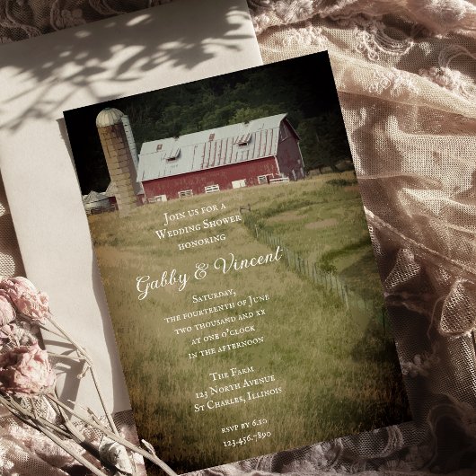 Invitation Red Barn et Silo Country Farm Wedding shower