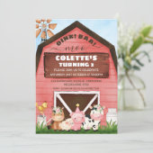 Invitation Red Barn Oink Baa Moo Animaux de ferme Anniversair (Debout devant)