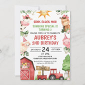 Invitation Red Barn Tractor Animaux de ferme Anniversaire Inv (Devant)